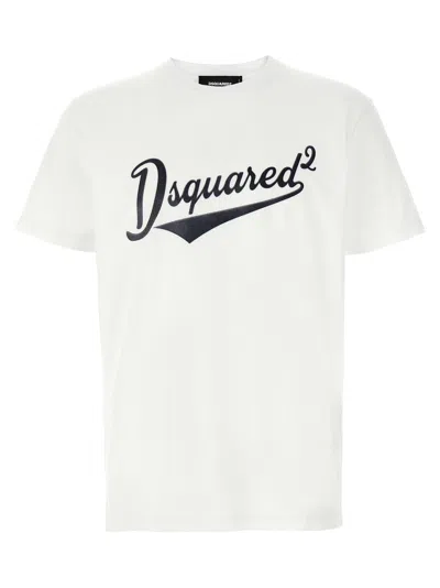 Dsquared2 Cool Fit Velvet Logo T-shirt In White