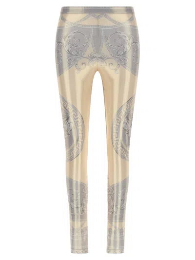 Versace 'divine Cut' Baroque Pattern Stretch Leggings In Multi