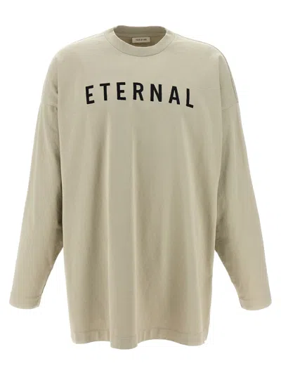 Fear Of God Men Grey T-shirt With Eternal Print On The Front And Logo Patch On The Back In Cotton Ma In Multi