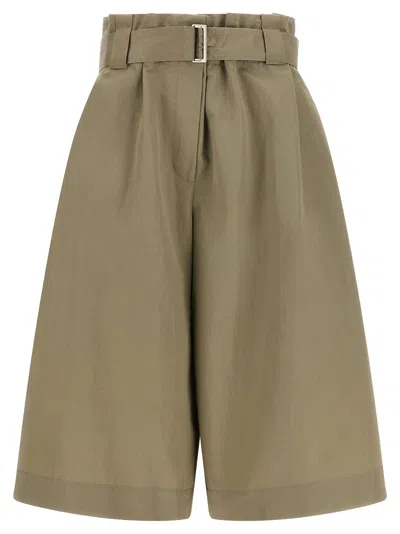 Brunello Cucinelli Pleated Bermuda Shorts Belted Waist Pockets In Green