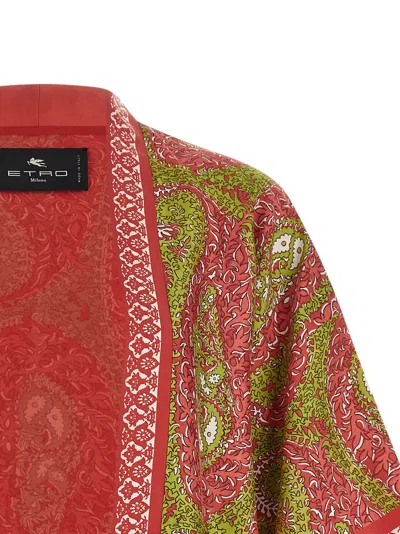 Etro Paisley Foliage Open Front Knitwear Piece In Red