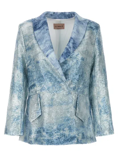 Le Twins Light Blue Single-breasted Blazer In Blue