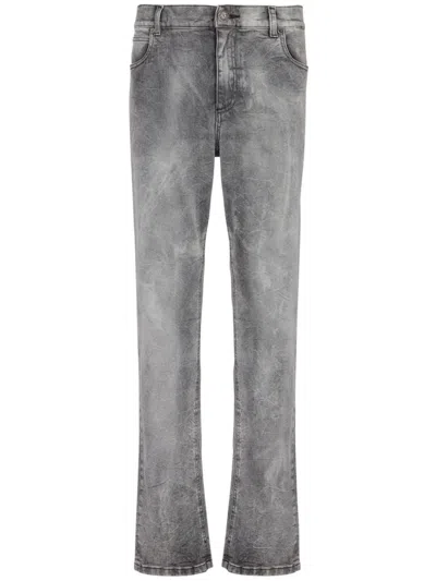 Balmain Denim Jeans Stretch Coton Stonewashed In Gray
