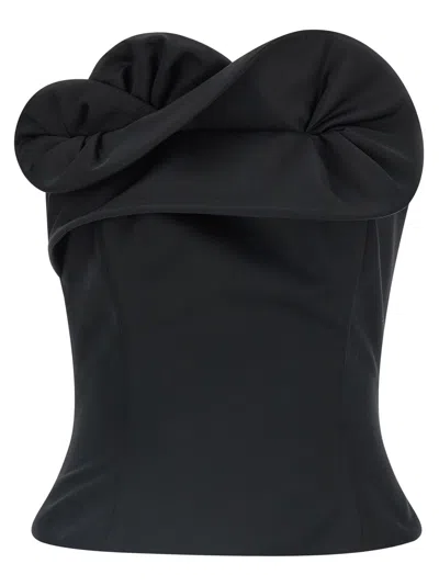 Magda Butrym Ruffled Wool And Silk Bustier Top In Black