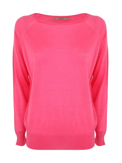 Nuur Wide Neckline Pullover In Pink