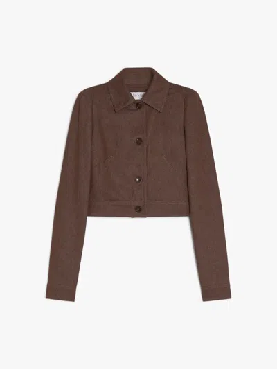 Max Mara Cropped Brown Denim-effect Jacket In Brown
