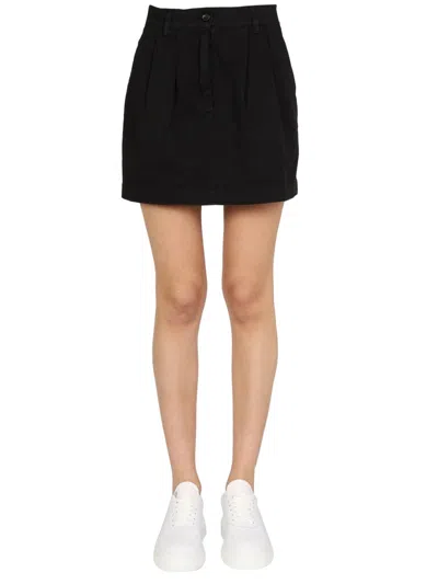 Department Five Black Solid Mini Skirt In Black