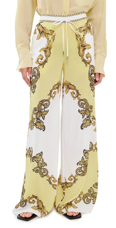 Alice And Olivia Ojai Baroque-print Drawstring Palazzo Pants In Multi