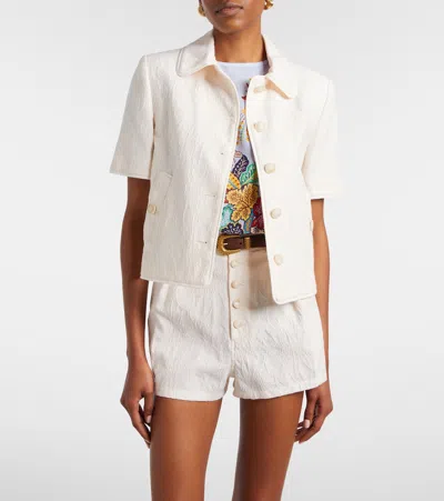 Etro Cottton-blend Jacquard Jacket In Neutral