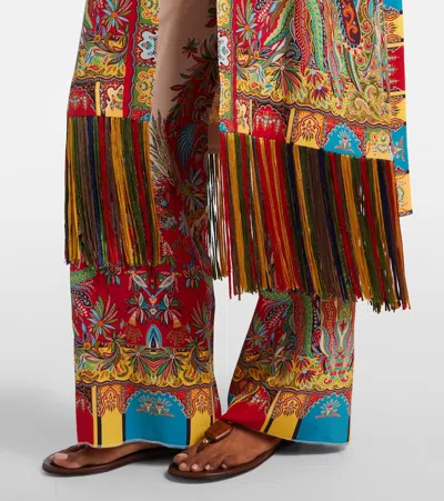 Etro Fringed Silk Oversized Jacket In Multi