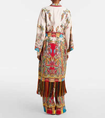 Etro Fringed Silk Oversized Jacket In Multi