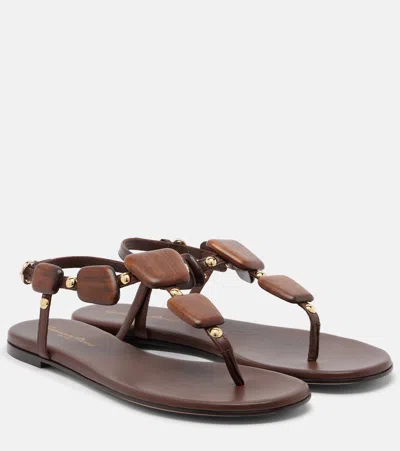Gianvito Rossi Embellished Leather Sandals In Animal Print
