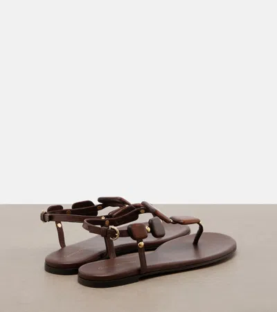 Gianvito Rossi Embellished Leather Sandals In Animal Print