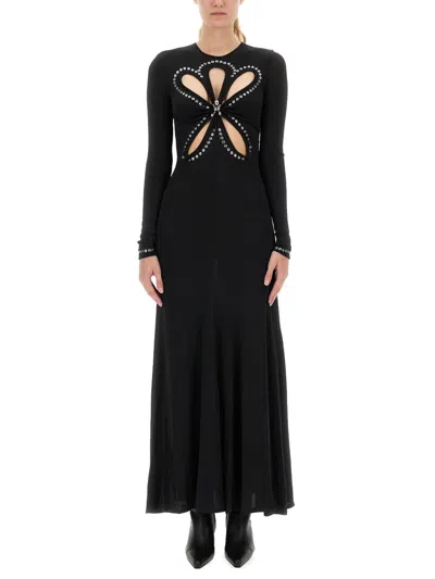 Rabanne Womens Black Embellishmed Cut-out Stretch-woven Maxi Gown In Black