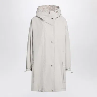 Max Mara Gail Hooded Zip-up Parka With Drawstrings In White