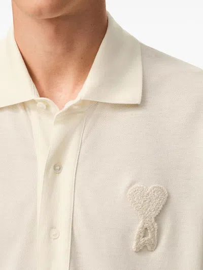 Ami Alexandre Mattiussi Ami Paris Classic Polo Shirt With Embroidered Applique In White