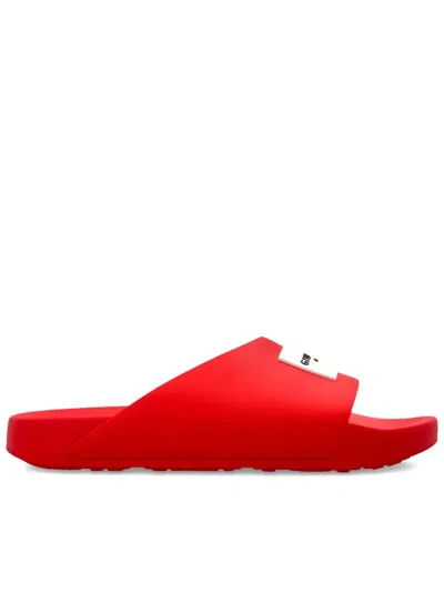 Givenchy Red Polyurethane Label Slide Flat Sandal In Multi