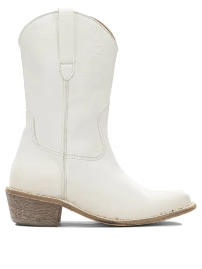 Moma Leather Ankle Boots In White