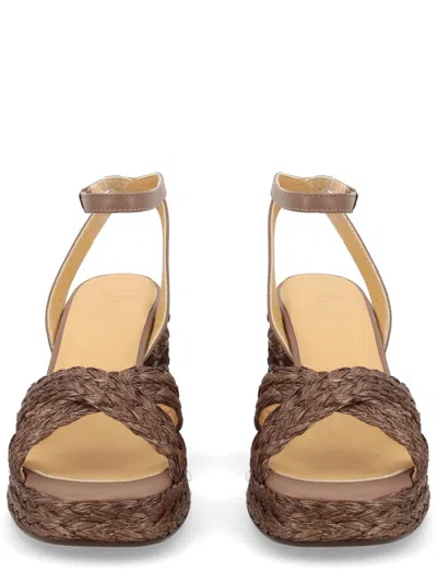 Castaã±er Raffia Heeled Espadrilles In Brown