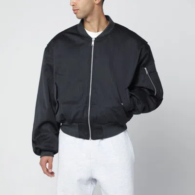 Entire Studios Grey Wool-blend Bomber Jacket With Zip Men In Black