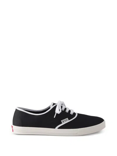 Prada Lace Up Sneakers Contrast Trim Rubber Sole In Black