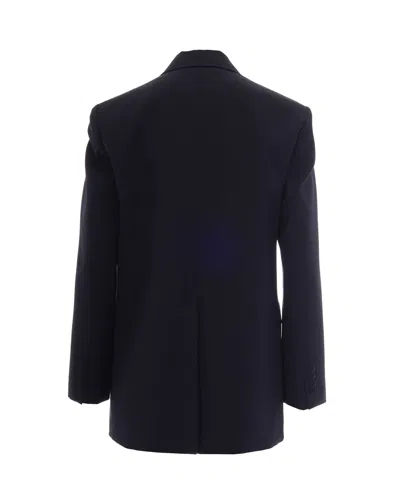 Max Mara Studio Virgin Wool Single Breasted Blazer In Blue
