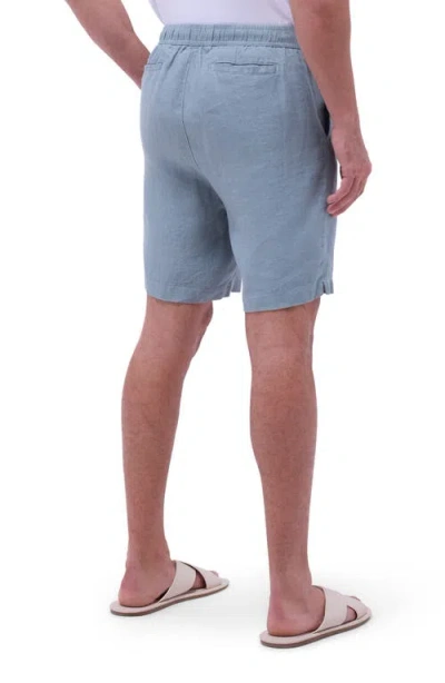Bugatchi Trent Drawstring Linen Shorts In Gray