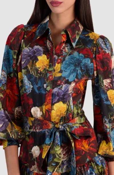 Alice And Olivia Lily Mini Shirt Dress In Flourish Sm