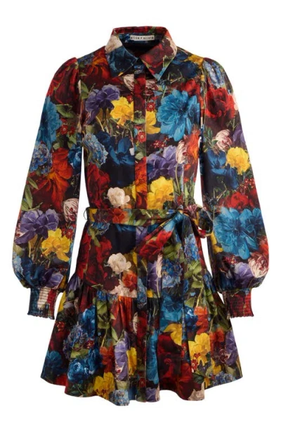 Alice And Olivia Lily Mini Shirt Dress In Flourish Sm