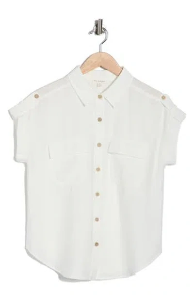 Blu Pepper Button Front V-neck Top In White