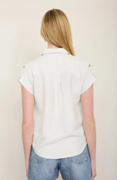Blu Pepper Button Front V-neck Top In White
