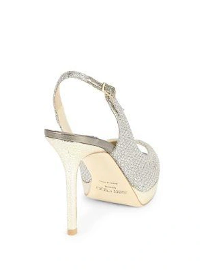 Shop Jimmy Choo Nova Glitter Slingback Sandals In Champagne