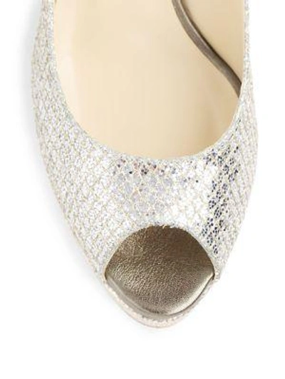 Shop Jimmy Choo Nova Glitter Slingback Sandals In Champagne