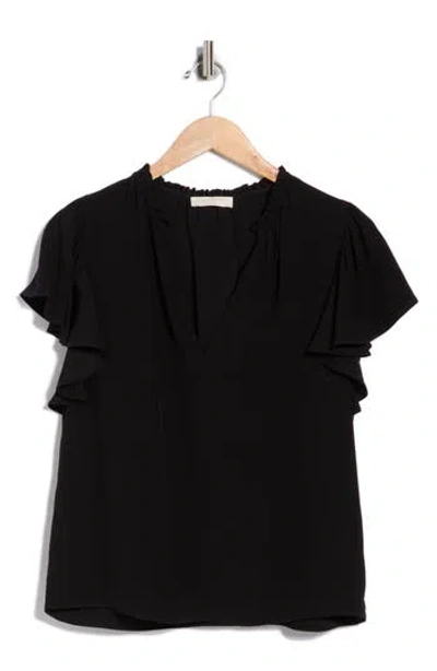 Ulla Johnson Lilo Flutter Sleeve Blouse In Black