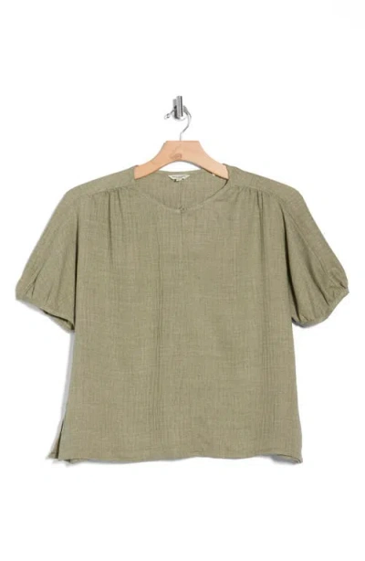 Max Studio Bubble Short Sleeve Top In Gray