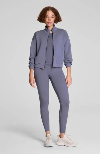 Spanx Brushed Full Zip Jacket In Blue