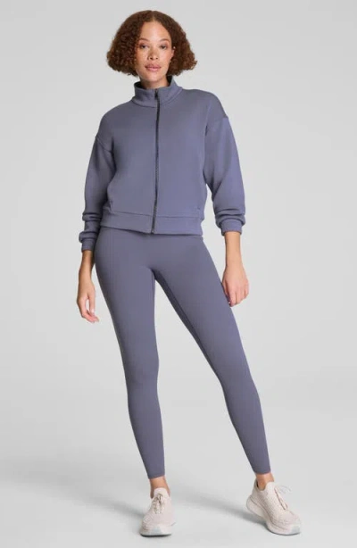 Spanx Brushed Full Zip Jacket In Blue