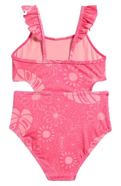 Breaking Waves Kids' Flutter Strap Swimsuit In Multi