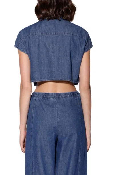 Walter Baker Bryce Crop Denim Top In Blue