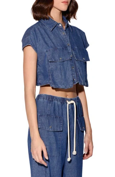 Walter Baker Bryce Crop Denim Top In Blue