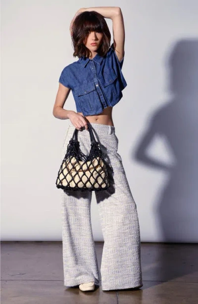 Walter Baker Bryce Crop Denim Top In Blue