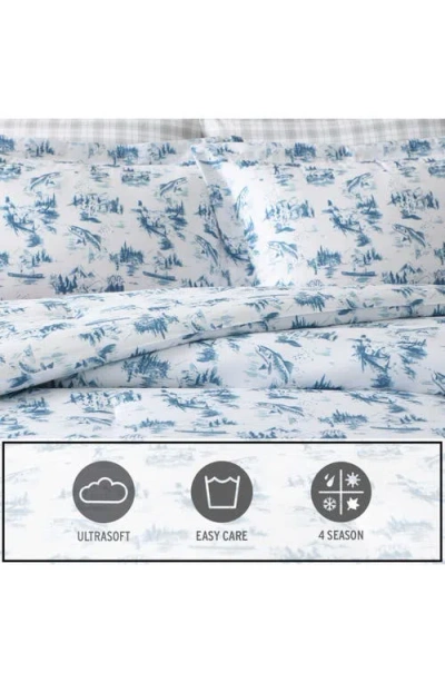 Eddie Bauer Huntley Plaid Reversible Microfiber Comforter Set In White