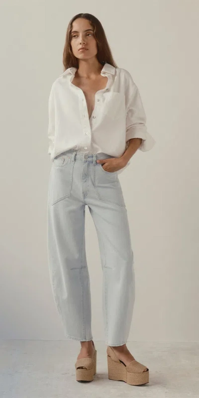 Dl1961 Miro Barrel High Rise Jeans In Saltstone In Blue