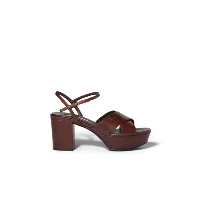 Miu Miu Leather Platform Sandals With 3.5 Cm Plateau And 7.5 Cm Heel In Animal Print