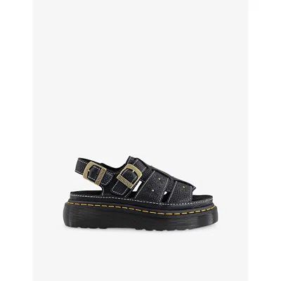 Dr. Martens Wrenlie Open Toe Nappa Leder Fisherman Plateausandalen In Black