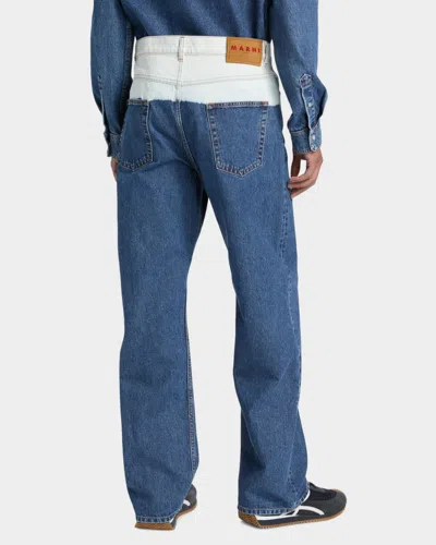 Marni Logo-patch Jeans In Blue
