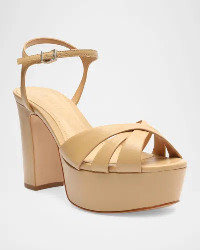 Schutz 105mm Keefa Leather Platform Sandals In Multi
