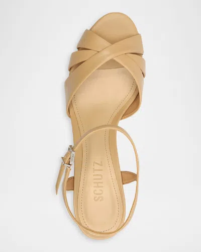 Schutz 105mm Keefa Leather Platform Sandals In Multi