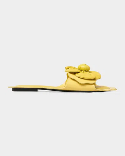 Marc Jacobs The Daisy Leather Flat Slide Sandals In Multi