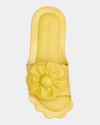 Marc Jacobs The Daisy Leather Flat Slide Sandals In Multi